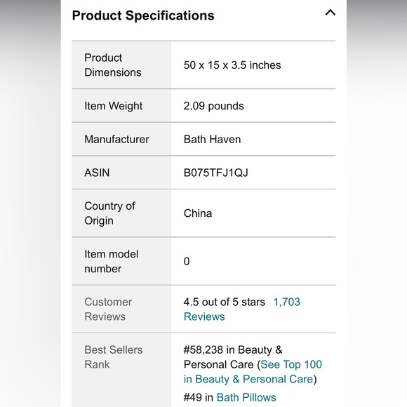 NWOT Bath Haven Bath Pillow for Bathtub - Picture 9 of 13